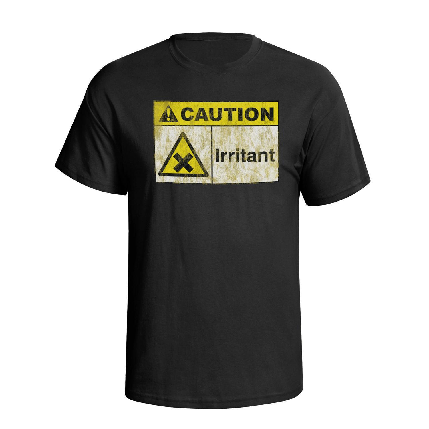 

Caution Irritant Funny Mens COTTON T-Shirt Birthday Premium Quality 5XL різнокольоровий