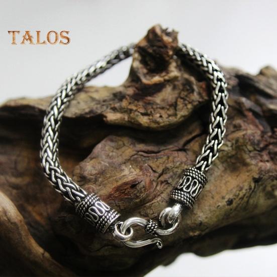 Men Bracelet Thick Hollow Chain Vintage Braided Polished Solid Color Alloy Electroplated Daily Wear Wrist Jewelry Holiday Gift