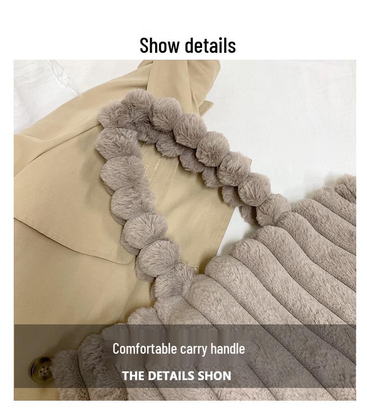 Plush Large Women's Tote Bag - Stylish, Versatile Single Shoulder Handbag for Autumn/Winter.