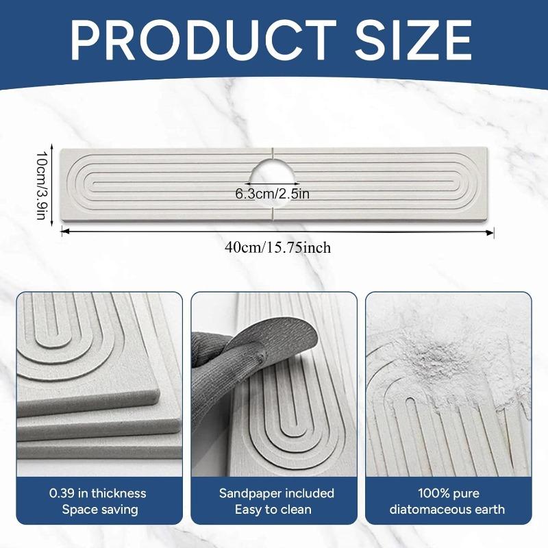 

Diatom Mud Water-absorbing Quick-drying Hard Mat Kitchen Bathroom Sink Hand Wash Mat 40CM*10CM 40 x 10cm&Strip белый
