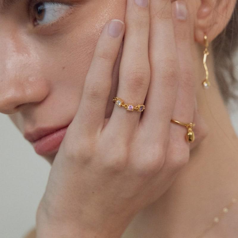 MERRYMOTIVE Pastel Color Cubic Chain Ring (2color)