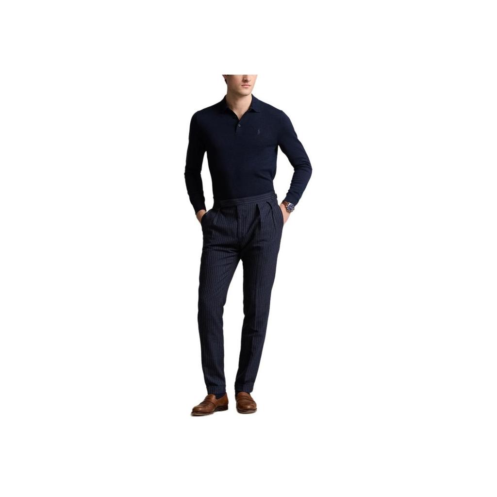 Polo Ralph Lauren Solid Logo Embroidered Knit Sweater Men sweater Hunter-Deep-Blue MNPOSWE16821901-400