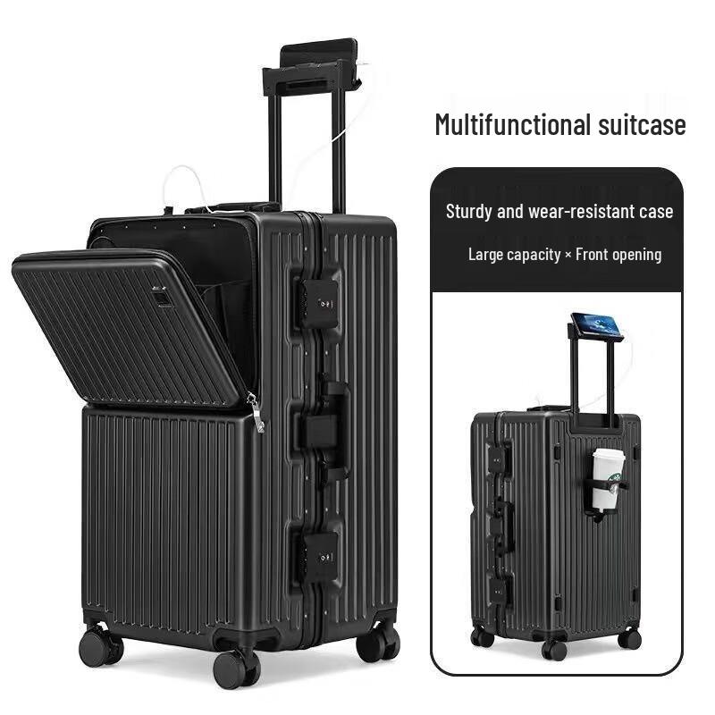 Xianglemei 28-inch Front-Opening Pig Leather Smart Lock Luggage