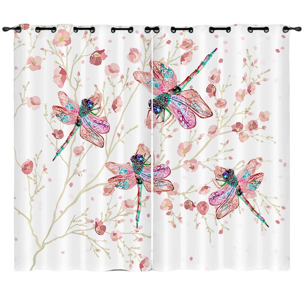 Curtain Insect Dragonfly 3D Digital Printing Blackout Curtain Punching