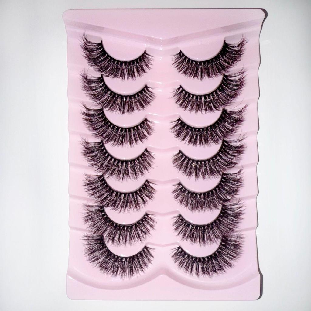 European & American Style 7 Pairs Fluffy High-Imitation Mink Fur False Eyelashes - Natural, Curled, Thick