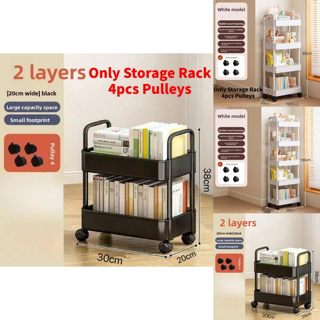 Mały wózek do przechowywania z składanymi, obrotowymi, mobilnymi półkami do organizacji kuchni i sypialni