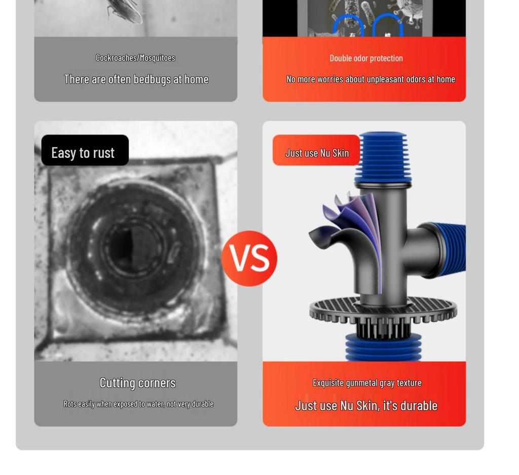Three-Way Washing Machine Drain Connector with Anti-Odor Floor Cover