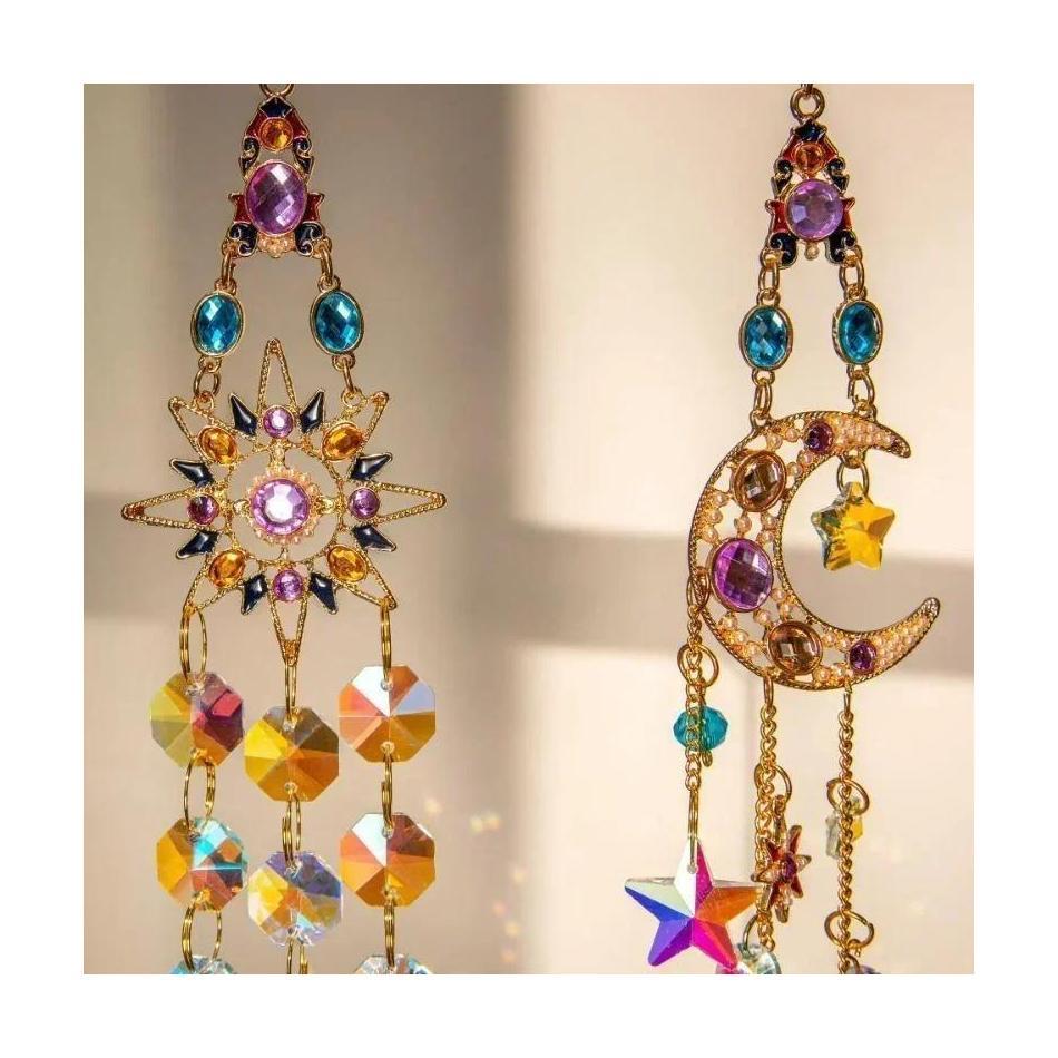 Window Prisms Rainbow Wind Chimes Sun Moon Hanging Light Catcher Garden Craft Decor Tools Creative Fashion New Crystal Pendant