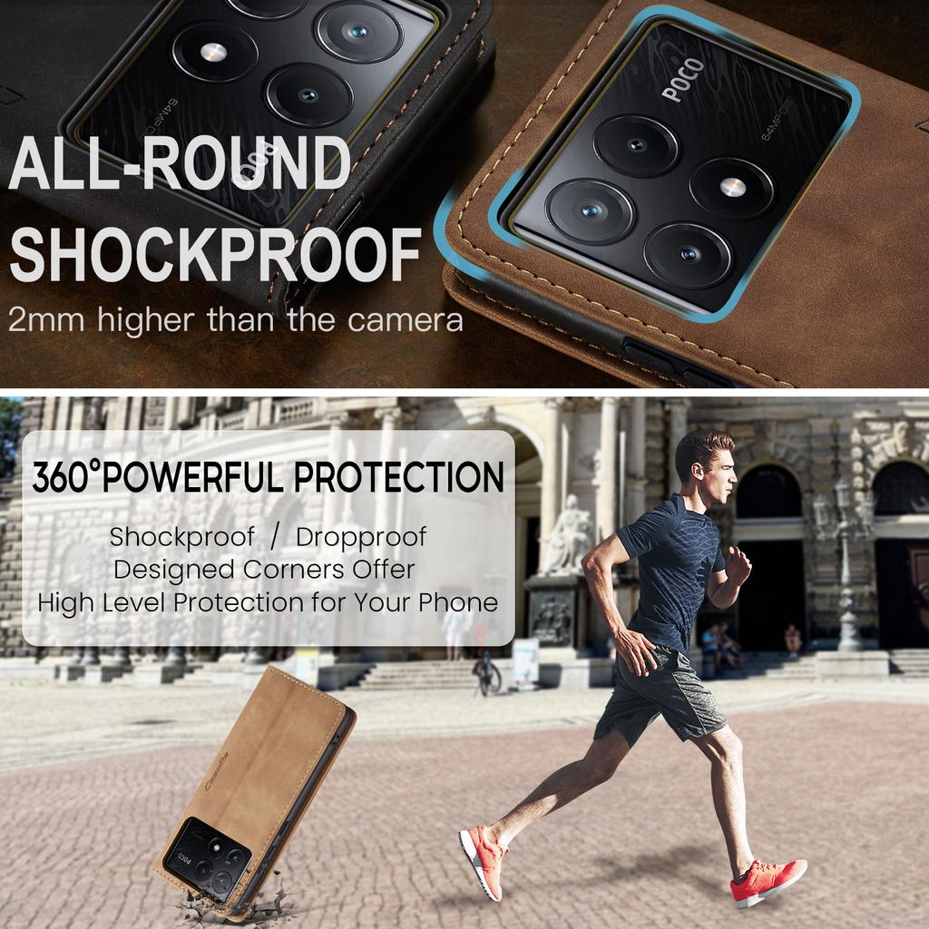 For Xiaomi Redmi K70E 5G/Xiaomi Poco X6 Pro 5G Wallet Case CASEME 013 Series PU Leather Phone Cover Stand
