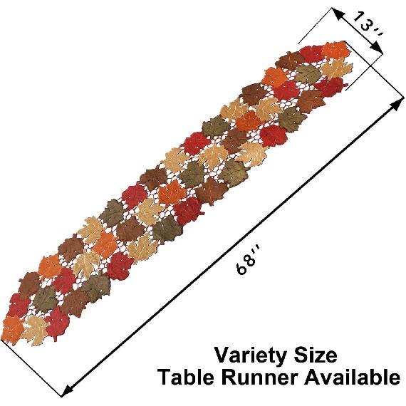 OWENIE Fall Table Runner 70 Inches Long, Thanksgiving Table Runner for Fall Decor, Embroidered Brown Harvest Maple Leaves Table Decorations ,