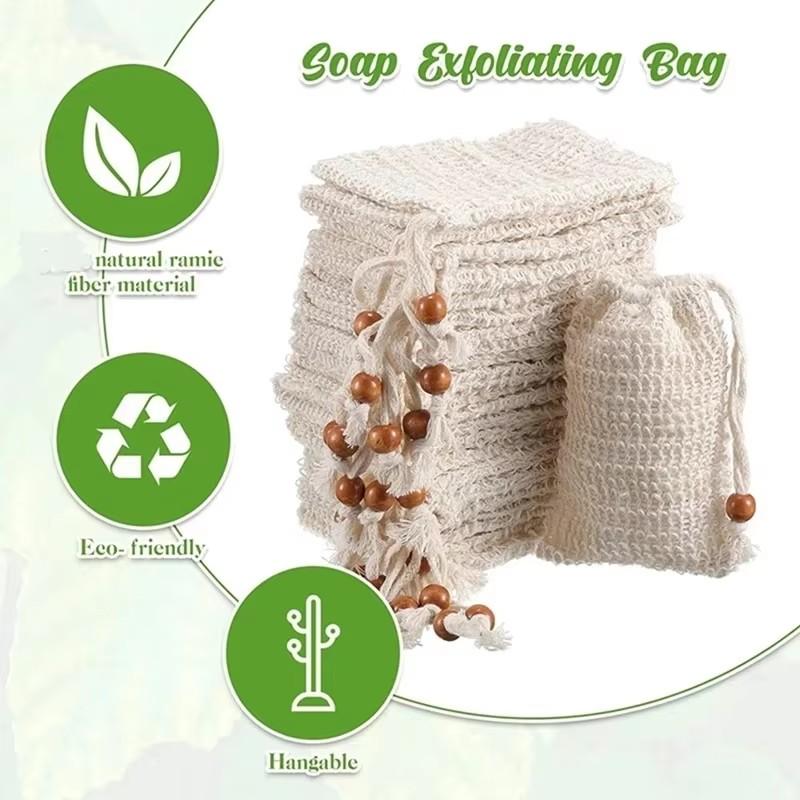 1-10 Stück Duschbad Sisal Seifenbeutel Natürlicher Sisal Seifenbeutel Peeling Seifensparer Beutelhalter für Bad & Dusche Seifenaufschäumende Netzbeutel