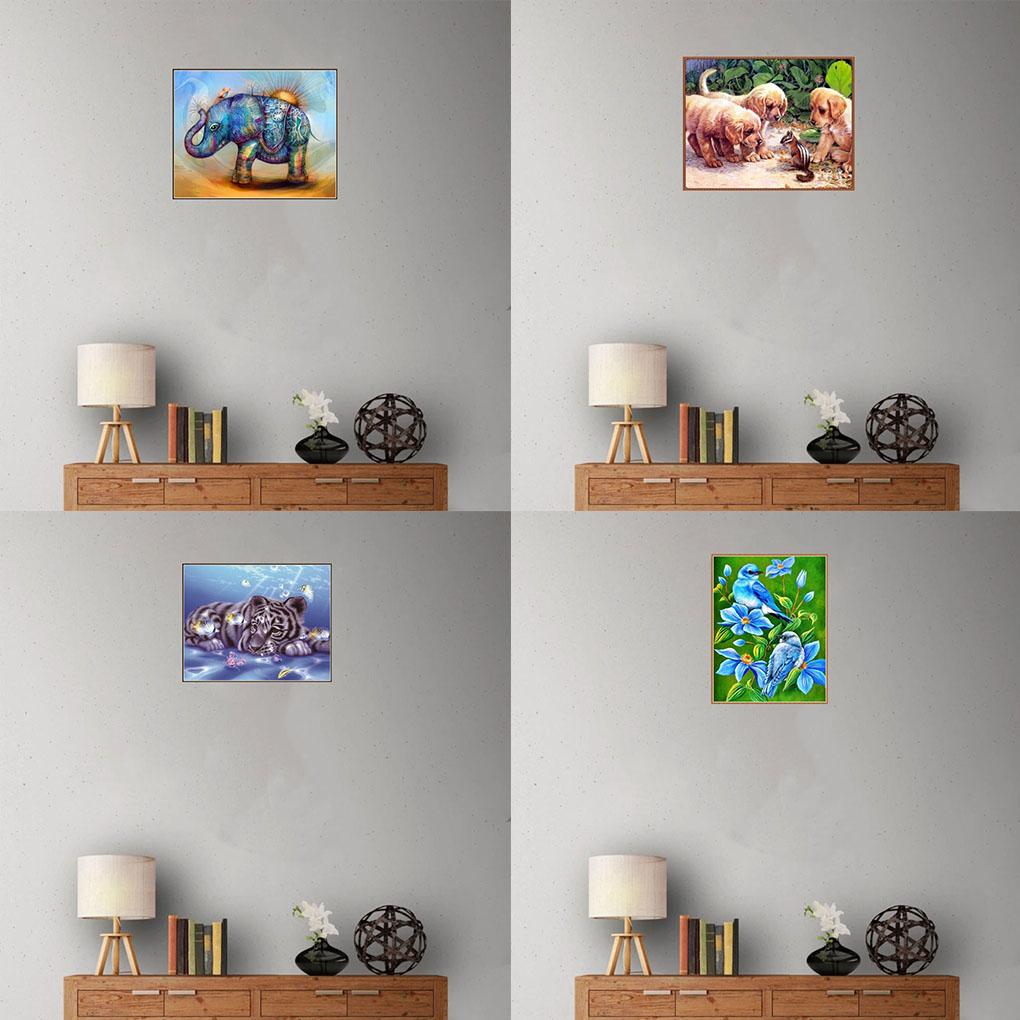 5D DIY Elephant/Dog/Tiger/Bird Pattern Diamond Painting Round Resin Crystal Embroidery Picture Home Decorative Stitch