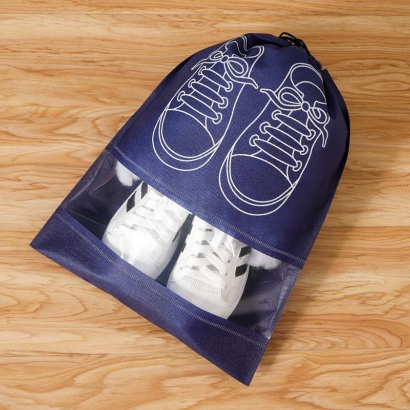 10Pcs/Set Shoe Dust Covers Non-Woven Dustproof Drawstring Clear Storage Bag Travel Pouch Bags Drying Shoes Protect Shoes