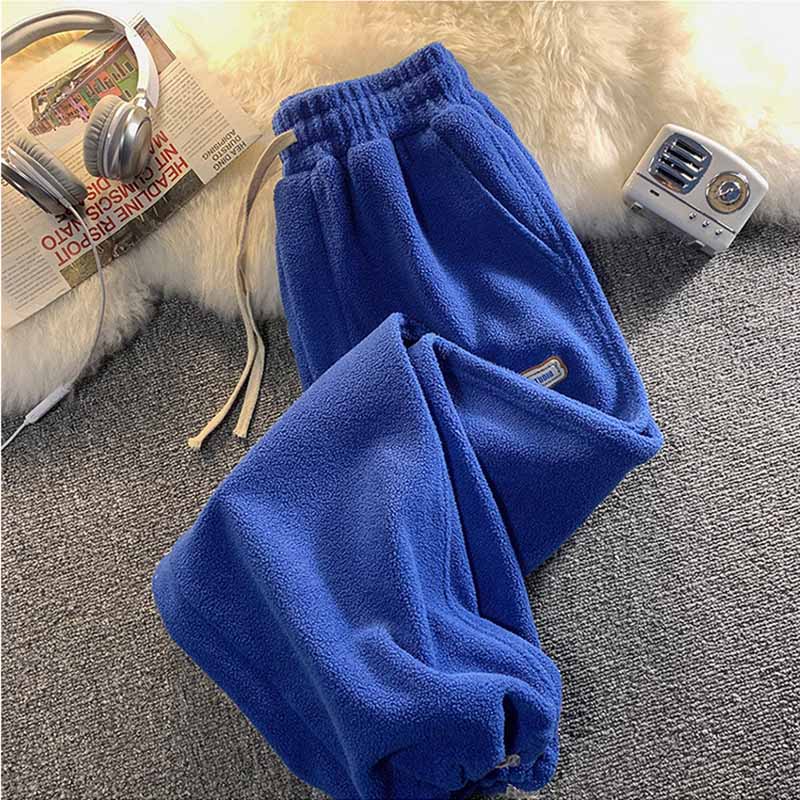 2024 Women Winter Fleece Thick Pants Outer Wear Thermal High Waist Sweatpants Warm Loose Soft Velvet Female SweatPants