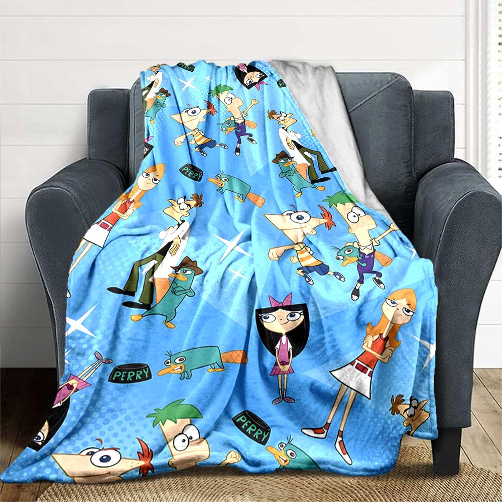1pc Phineas and Ferb3 Blanket, Gift, for Men and Women, Soft Blanket, Good for Sofa Bed Couch Travel, Lightweight Flannel Blanket