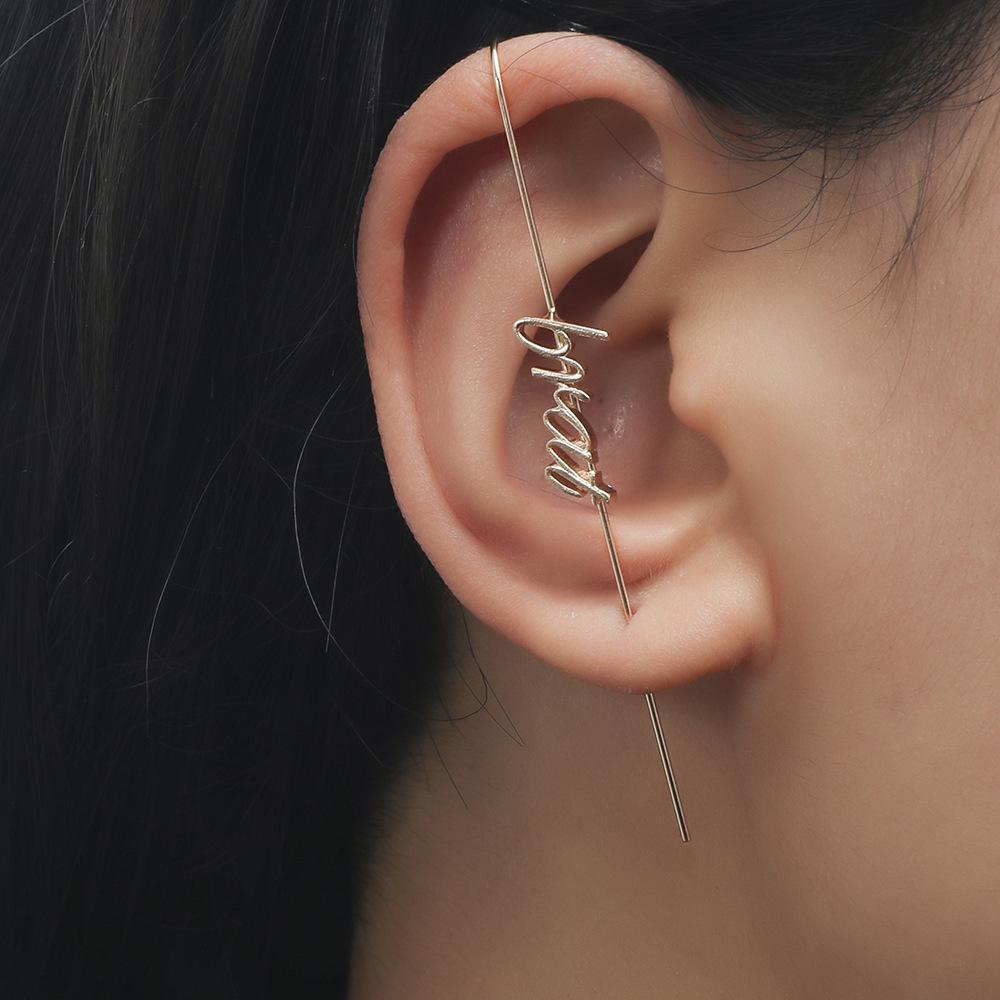 Chic Star Letter Zircon Ear Cuff and Diagonal Studs