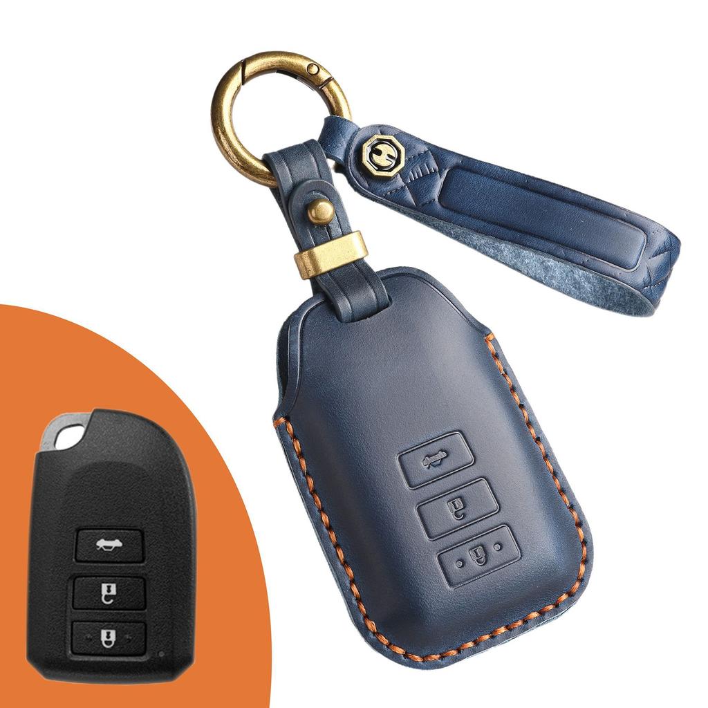 The New Retro Key Cover Is Suitable for Toyota Yaris Pure Hand-stitched Leather Key Protection Case Ring.