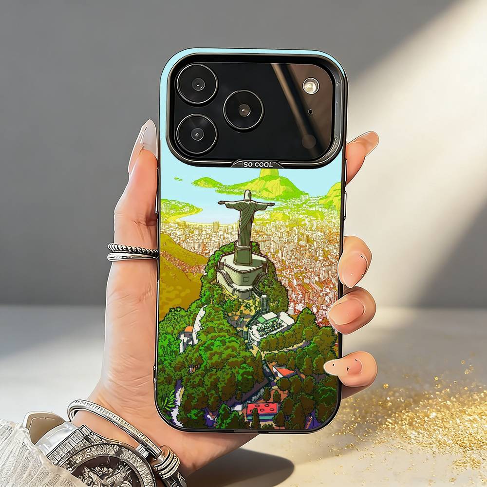 

C-Christ the R-Redeemer Brasil Phone Case For iPhone17,16,15,14,13,12,11,Pro,MAX White Matte Shockproof Cover iPhone14Pro