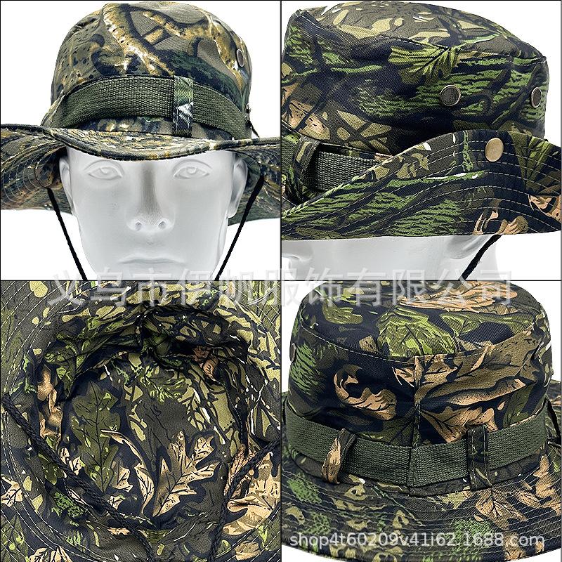 Popular Jungle Camouflage Bucket Hat Men and Women Big Brim Basin Hat Military Hat Round Edge Sun Hat Summer Climbing Hat