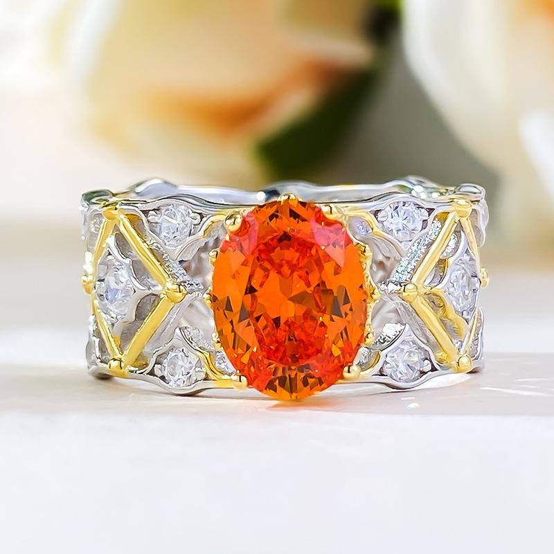 

2024 Ретро Итальянское Мастерство Кольцо Fanta Orange, Европейский и Американский Стиль Светской Львицы, 7x9мм Size 9