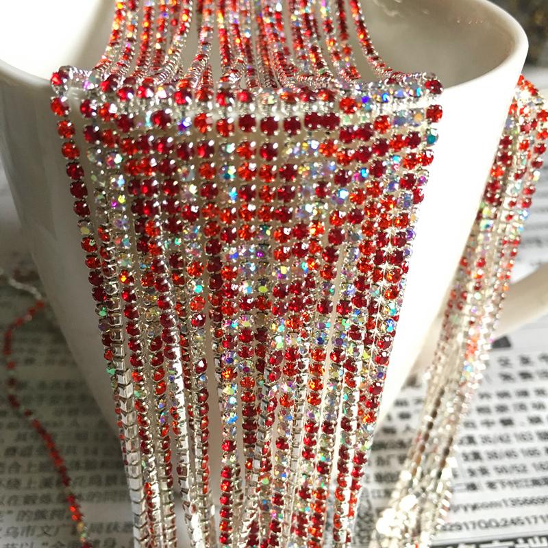 Wholesale 1-Row 1 yard SS6 Cystal Rhinestone Trim Close Cup Chain Claw DIY Jewelry Making
