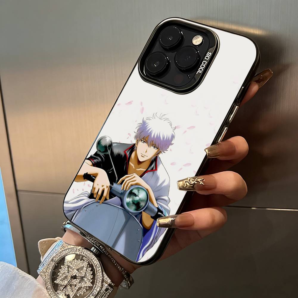 G-Gintama-Gintoki Sakata For iPhone 17 16 15 14 13 12 11 Pro Max XS 17 Air Silicone Colored Silver Bumper Cover
