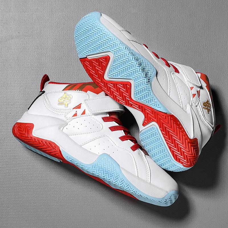 Children's professional basketball training 2025 new middle-aged and older children's Velcro basketball shoes shock-absorbing boys' sneakers