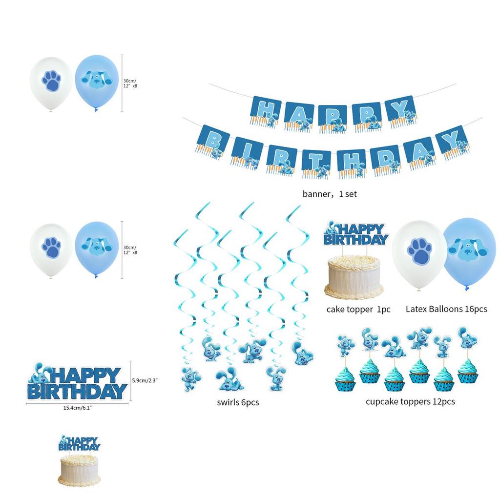 Cheerful Blue's Clues Birthday Party Decoration Set Featuring Colorful Cake Toppers And Swirls