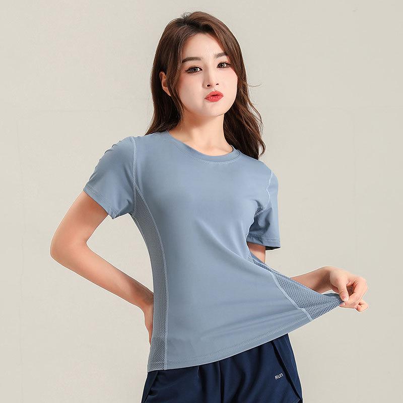 Women's 2025 Ice Silk Quick-Dry Sports Set: Short-Sleeve Top & Shorts for Running, Gym, Yoga