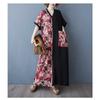 Color Patchwork Black Long Dress Retro Robe