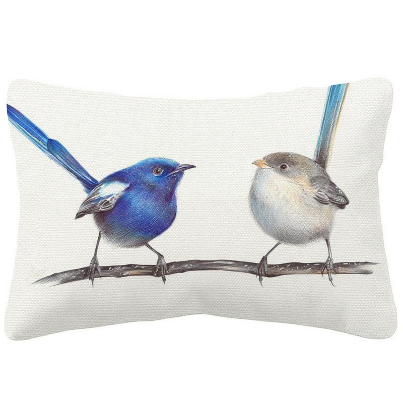 European Bee Eater Roller Bird Goldfinch Black Headed Bunting Kingfisher Drawing Print Decorative Cushion Cover Pillow Case