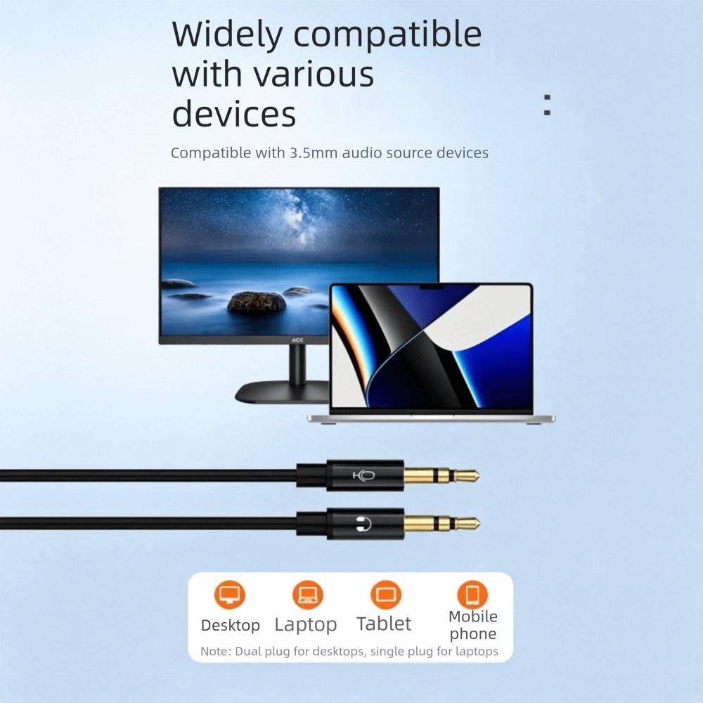 Bass Stereo Dual-plug Headphones 3.5mm Wired Earphone with Mic Headphones  Live Streaming