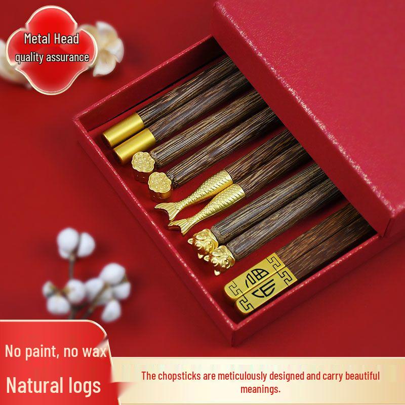Premium Sandalwood Chopsticks - High-Temp Resistant, Non-Slip, Unpainted & Unwaxed, Mold-Proof, Chinese Style for Home Use