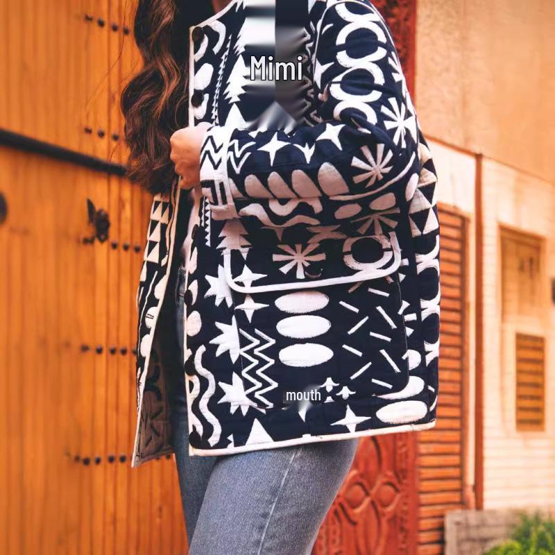 Women s Reversible Printed Cotton Jacket - Casual European & American Style L