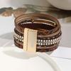 Damen Schlange Haut PU Leder Geflochtenes Armband Mit Magnetverschluss Perlen Anhänger Schmuck