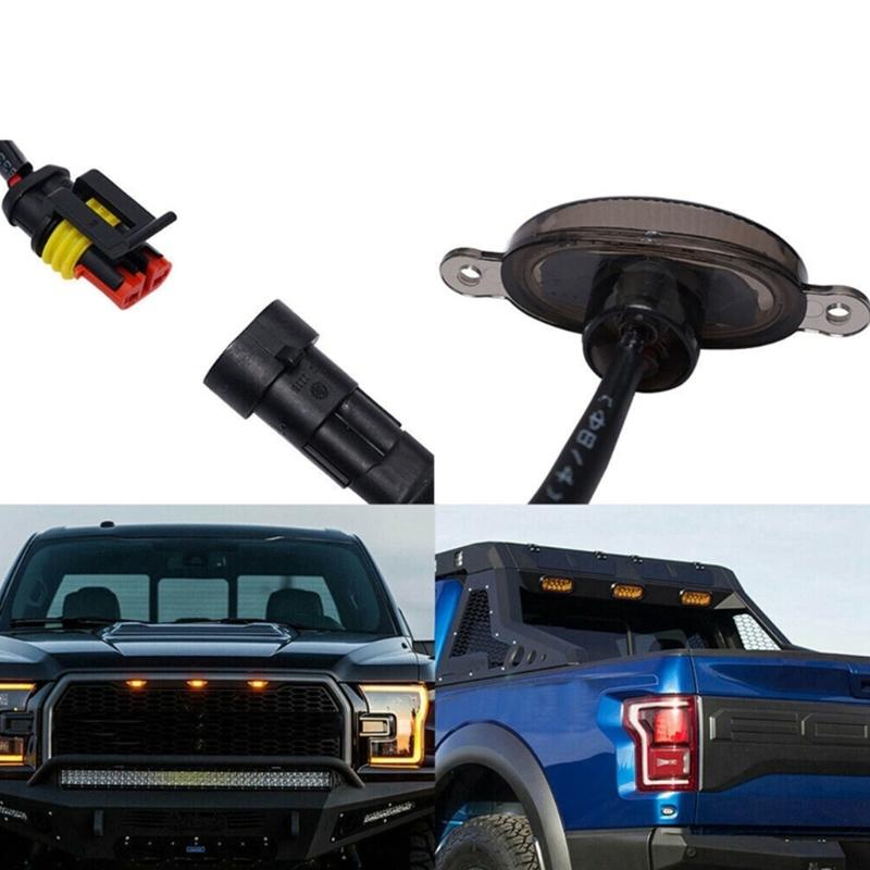 Universal Automotive Front Grill Lights Yellow Amber Lens Design Energy Efficient 12V Daytime Running Grill Light