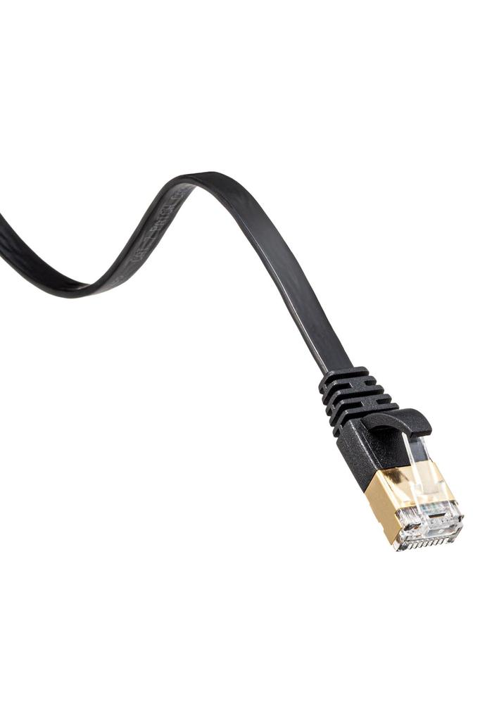 SANWA SUPPLY LAN Cable CAT7 Flat with RJ45 Gigabit Ethernet (15m) Anti-Slip Tabs, Connector, 10Gbps/600MHz Cable, Black, KB-FLU7-15BK