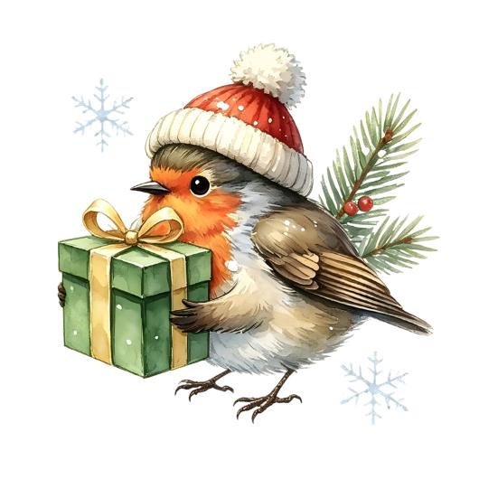 Window Clings for Glass Christmas Bird Static Clings, PVC Waterproof Decals with Santa Hat And Pattern Stickers Gift Box, Removable Holiday Home Door