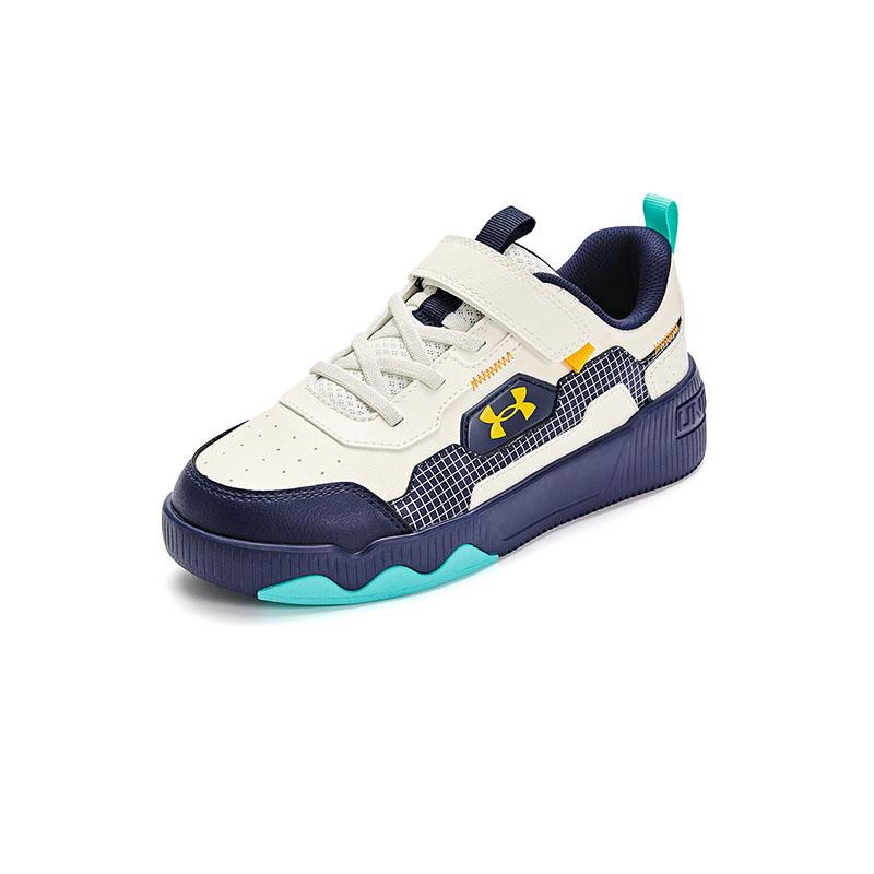 Under Armour Fashion Technology Sports Series Anti-Kick Shock Absorbing Durable Breathable Low-Top Running Shoes Kids Sneaker White Blue 2441310ML