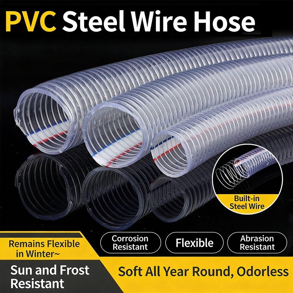 New PVC Steel Wire Hose Transparent ID 10-25mm Flexible Pipe 1/3meters Water Pump Tube
