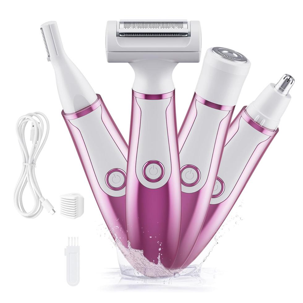 Women's Four-in-One USB Rechargeable Electric Shaver for Legs, Armpits, and Pubic Hair