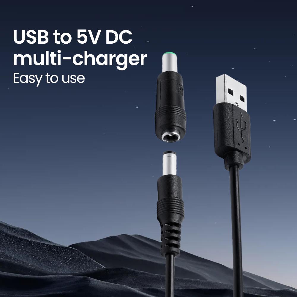 USB to DC Boost Cable, 5.5x2.1mm Jack Power Cord, 5V Power Adapter Wire for WiFi Router Modem Camera Speaker Cooling Fan