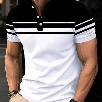 Chemise à rayures imprimées boutonnée pour homme Chemise de sport