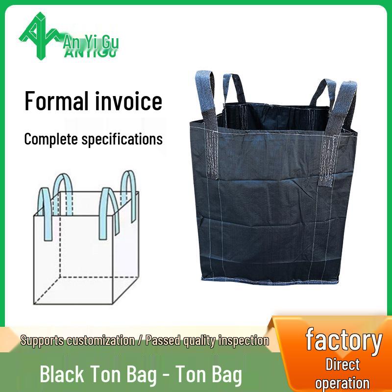 

Black Industrial Ton Bag - Durable Transport & Storage Solution 90x90x110, 800KG, Open, 160