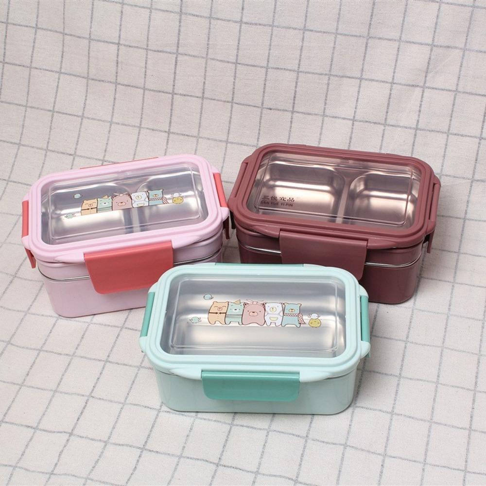 2L Food Thermal Bento Box Double Layer Insulated Food Container Cartoon Lunch Box  Outdoor Picnic