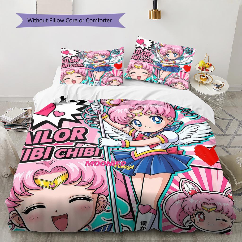 Set Copripiumino Trapuntato con Fantasia Sailor Moon Decorazione per la Casa Regalo (1 * copripiumino + 2 * federe senza imbottitura)