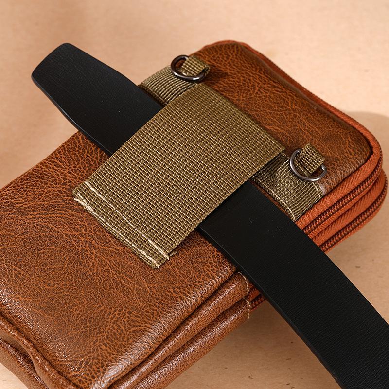 Pu Leather Crossbody Bag Versatile Style Simple Design Waist Bag Multiple Pockets Leather Case Messenger Bag Outdoor Work