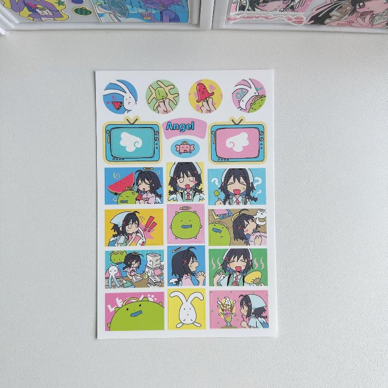 

1 Sheet Kawaii Cartoon Character Decals Korean Cute Girl Stickers Hand Account Planner Diary Notebook Diy Decorative Sticker
