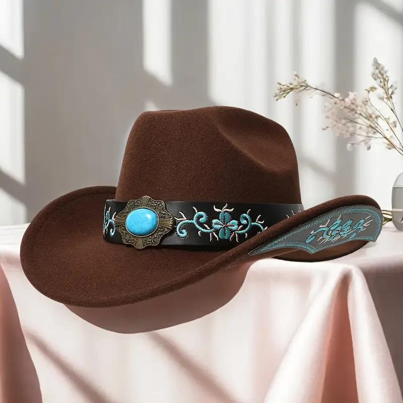 High-quality Woolen Jazz Hat, New Luxury European and American Style Knight Riding Western Cowboy Hat, Trendy for Both Men and Women