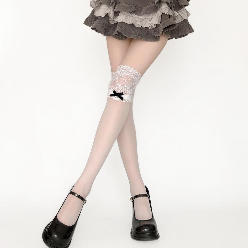 Summer Lolita Japanese Girls Lust For The Wind, White Streamer Bow, Any Cut Stockings, Children'S Knee Socks